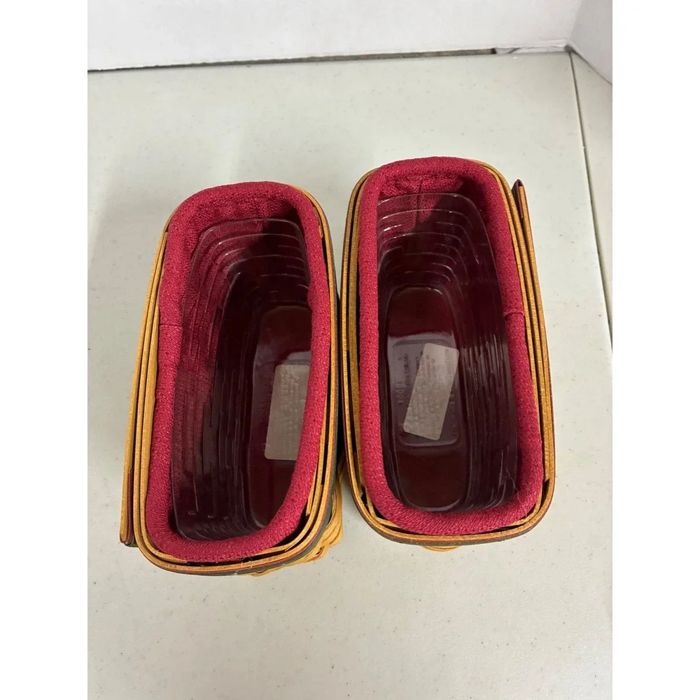 Longaberger 2004‎ Handmade Baskets Set of 2 with Liners and Protectors Burgundy
